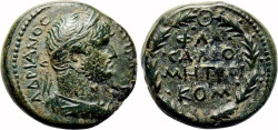 Ancient Coins - COMMAGENE. Hadrian AE17. EF-. Samosata mint. Legend in Wreath.