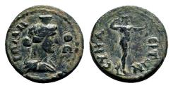 Ancient Coins - SYNAUS (Phrygia) AE17. EF-/VF+. AD 68-138. Roma - Apollo.