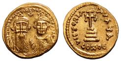 Ancient Coins - HERACLIUS with HERACLIUS CONSTANTINE AU Solidus. EF+. LUSTER. Cross. SUPERB!