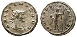 Ancient Coins - GALLIENUS Bi Antoninianus. VF+. SILVERED. Antioch mint. IOVI CONSERVATORI.