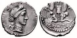 Ancient Coins - JULIUS CAESAR AR Denarius. VF+/EF-. The conquest of Gaul.