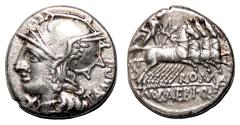 Ancient Coins - M. Baebius Q.f. Tampilus AR Denarius. EF. Rome, 137 BC.