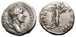 Ancient Coins - HADRIAN AR Denarius. EF-. The victory.