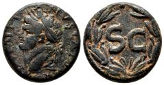 Ancient Coins - DOMITIAN AE19. Antioch (Syria) mint. EF-/EF. Bust to left. Wreath - SC.
