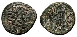 Ancient Coins - ANTIOCH (Syria) AE20 (Dichalkon). EF-/VF+. Zeus seated.