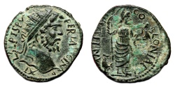 Ancient Coins - SEPTIMIUS SEVERUS AE21. EF. Antioch in Pisidia. God Men in Reverse.