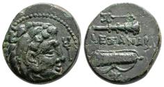 Ancient Coins - ALEXANDER III the Great AE18. EF-. Club and bow in bowcase. Kerykeion.