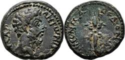 Ancient Coins - KOINON of MACEDONIA AE24. Marcus Aurelius. EF-. Thunderbolt.