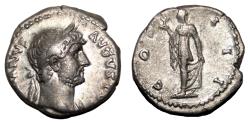 Ancient Coins - HADRIAN AR Denarius. VF+. Spes.