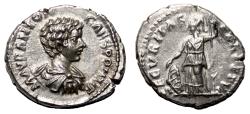 Ancient Coins - CARACALLA (as Caesar) AR Denarius. EF+/EF. Laodicea mint. Securitas.