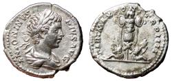 Ancient Coins - CARACALLA (as a child) AR Denarius. EF-/VF+. Persians captives and Trophy.