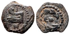 Ancient Coins - JUDAEA. Herod II Archelaos AE Half Prutah. VF+. Jerusalem, 4 BC - AD 6.