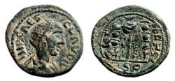 Ancient Coins - CLAUDIUS II GOTHICUS AE25. VF+. Antioch (Pisidia). Vexillum and Signa.