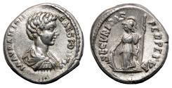 Ancient Coins - CARACALLA (as Caesar) AR Denarius. EF. Laodicea mint. Securitas.