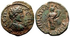 Ancient Coins - PHILOMELION (Phrygia) AE22. Geta. EF-/VF+. Kl. Traianus, Magistrate.