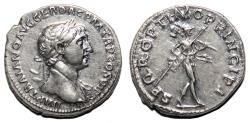 Ancient Coins - TRAJAN AR Denarius. EF+. LUSTER. Mars.