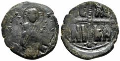 Ancient Coins - Anonymous (attribute to Michael IV) Follis. AD 1034-1041. VF+/EF-. Christ - Cross.