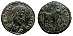 Ancient Coins - JULIAN II AE1 (Double Maiorina). aEF/VF+. Arelate mint. Bull - SECVRITAS REI PVB.