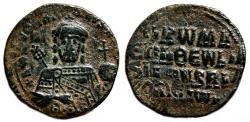 Ancient Coins - CONSTANTINE VII PORPHYROGENITUS with ROMANUS I AE Follis. VF+. 913-959. Constantinople.