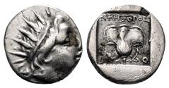 Ancient Coins - RHODES AR Plinthophoric Drachma. EF-. Mag. Nikephoros. Circa 88-84 BC.