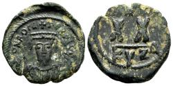 Ancient Coins - PHOCAS AE Half-Follis. VF+. Kyzikos mint. Double X.