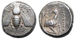 Ancient Coins - EPHESOS (Ionia) AR Tetradrachm. VF+/EF-. Circa 390-325 BC. Bee-Stag.