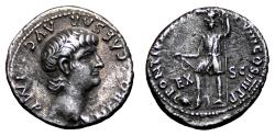 Ancient Coins - NERO AR Denarius. VF+. The virtus.