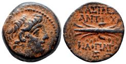 Ancient Coins - ANTIOCHOS IX Eusebes AE18. VF+. Antioch mint. Thunderbolt.