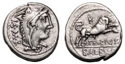 Ancient Coins - L. Thorius Balbus AR Denarius. aEF. 105 BC. Bull.