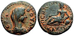 Ancient Coins - THEMISONIUM (Phrygia) AE22. Pseudo-autonomous. VF+/EF-. River god Kazanes