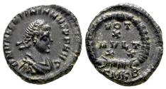 Ancient Coins - VALENTINIAN II AE4 (Nummus). EF. Cyzicus mint. VOT X MVLT XX.