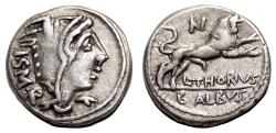 Ancient Coins - L. Thorius Balbus AR Denarius. Almost EF. 105 BC. Bull.