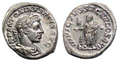 Ancient Coins - ELAGABALUS AR Denarius. EF/EF+. LUSTER. The highest priest.