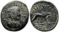 Ancient Coins - ANTIOCH (Pisidia) AE29. Gallienus. VF+. She-Wolf and gemels Romulus and Remus.