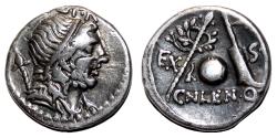 Ancient Coins - Cn. Cornelius P.f. Lentulus Marcellinus AR Denarius. VF+. 76-75 BC.