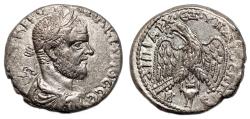 Ancient Coins - MACRINUS AR Tetradrachm. EF. Beroea mint. Bird - BE.