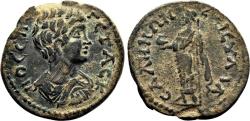 Ancient Coins - SALA (Lydia) AE23. Geta. EF-/VF+. Magistrate Sylla. Zeus standing.