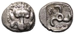 Ancient Coins - DYNASTS OF LYCIA AR Third Stater. Perikles. EF-. Circa 380-360 BC. Triskeles.