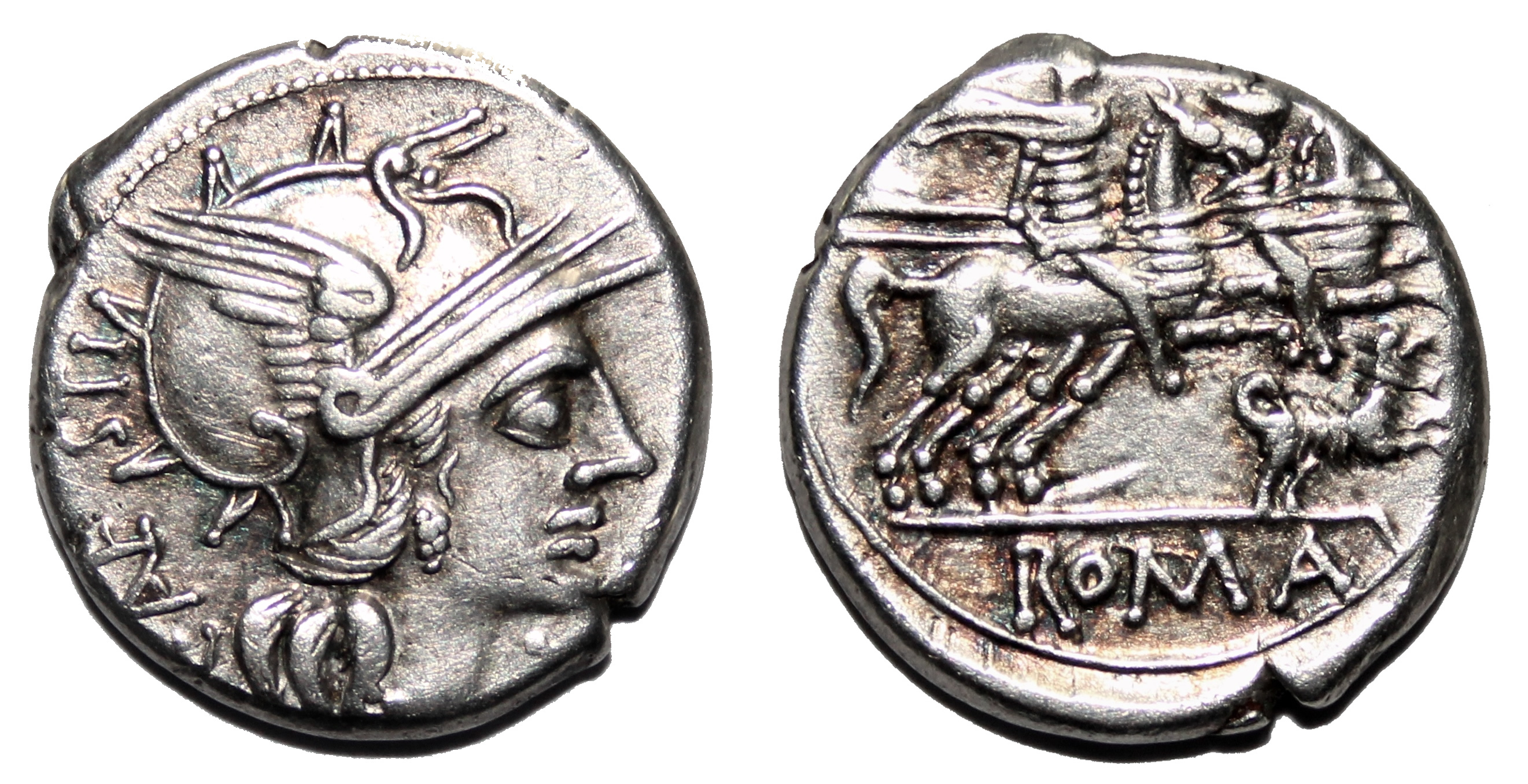 C. Antestius AR Denarius. EF. Rome mint, 146 BC. The Dioscuri.