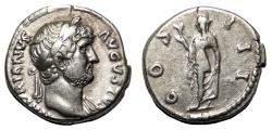Ancient Coins - HADRIAN AR Denarius. EF/VF+. The hope.