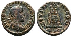 Ancient Coins - ZEUGMA (Commagene) AE23. Philip II. EF-. Tetrastyle temple.