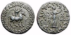 Ancient Coins - Indo-Scythian Kingdom. AZES II AR Tetradrachm. EF-. King and Athenea.