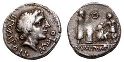 Ancient Coins - L. Pomponius Molo AR Denarius. VF+/EF-. 97 BC. Numa Pompilius.