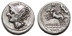 Ancient Coins - C. Coelius Caldus AR Denarius. EF-/VF+. Rome mint, 104 BC.