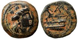 Ancient Coins - ARADOS (Phoenicia) AE17. EF-. Tyche - Galley.