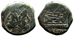 Ancient Coins - REPUBLICAN AE As. VALERIUS. VF+/EF-. 169-158 BC. Prow.