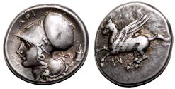 Ancient Coins - ANAKTORION (Akarnania) AR Stater. EF/VF+. Circa 320-280 BC. Pegasos.