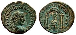 Ancient Coins - NISIBIS (Mesopotamia) AE26. Philip I the Arab. VF+. Tyche of Antioch within Temple.