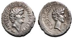 Ancient Coins - MARK ANTONY and OCTAVIAN AR Denarius. EF. 41 BC. QUALITY!