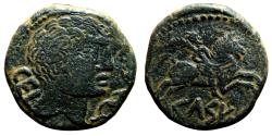 Ancient Coins - CELTIC AE As. VF+. Bilingual issue. Circa 45-44 BC. Horseman.